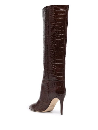 Paris Texas Fondant Brown Crocodile-effect 105mm Knee-high Boots In Brown