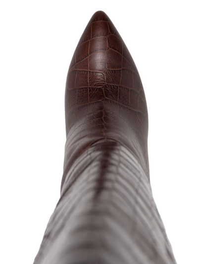 Paris Texas Fondant Brown Crocodile-effect 105mm Knee-high Boots In Brown