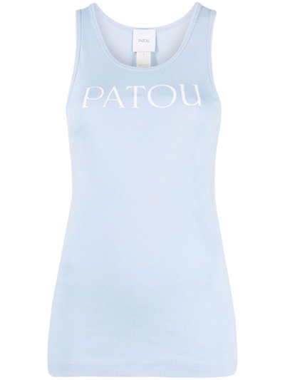 Shop Patou Logo-print Vest Top In Blue