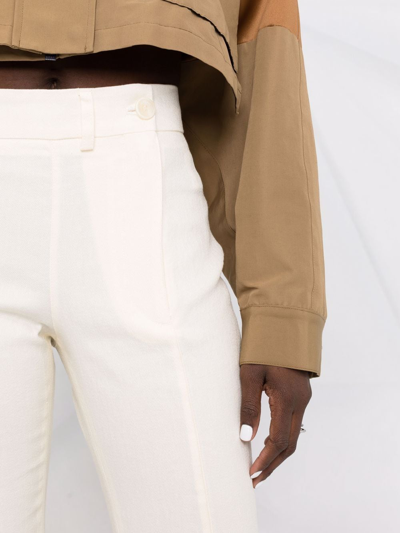 Shop Jacquemus Sauge High-waist Straight Trousers In Neutrals