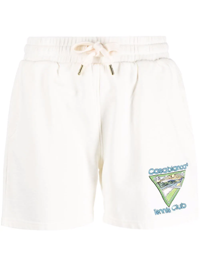 Shop Casablanca Tennis-club Icon Organic Cotton Shorts In White
