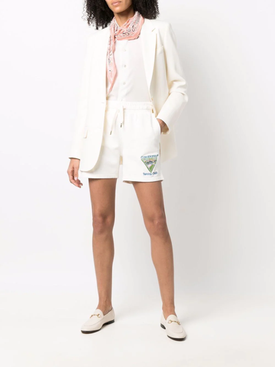 Shop Casablanca Tennis-club Icon Organic Cotton Shorts In White