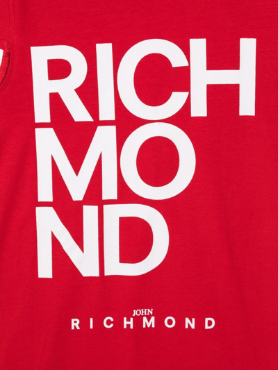 John Richmond Junior Logo-print Cap-sleeve Dress In Red