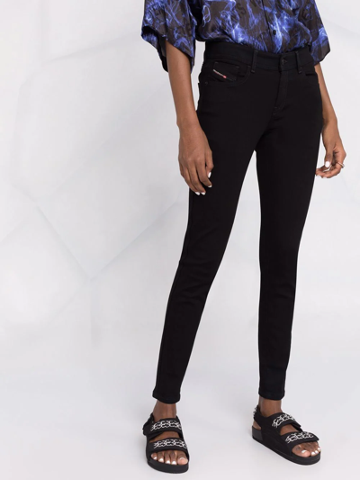 Diesel 2017 Slandy 5-pocket Skinny Jeans In Schwarz