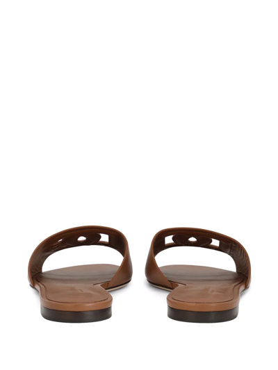 Shop Dolce & Gabbana Dg-logo Leather Sandals In Brown