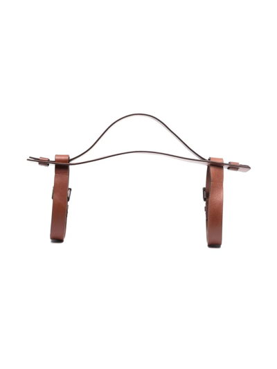 Shop Eleventy Buckled Leather Towel Holder In Brown