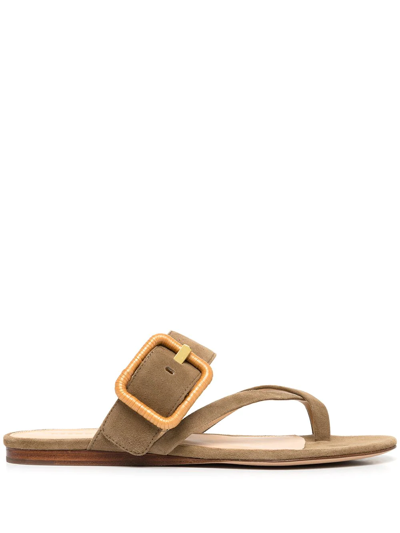 Shop Veronica Beard Buckle-fastened Leather Sandals In Braun