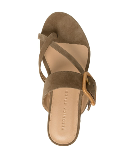 Shop Veronica Beard Buckle-fastened Leather Sandals In Braun