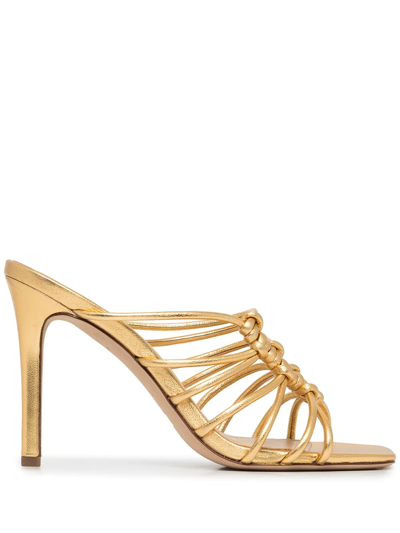 Shop Veronica Beard Avita Multi-strap Slip-on Sandals In Gold