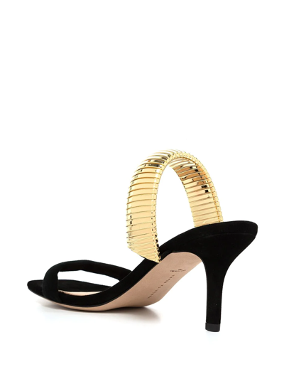 Shop Veronica Beard Meena Gold-strap Sandals In Schwarz