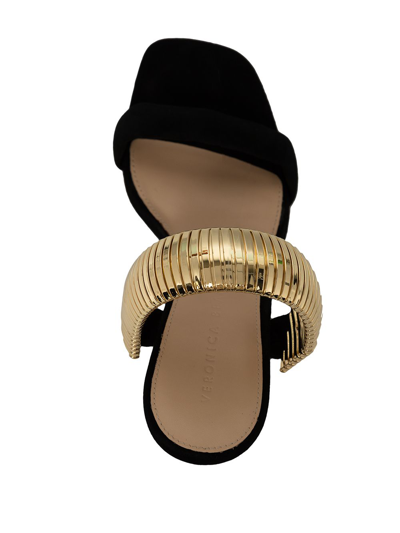 Shop Veronica Beard Meena Gold-strap Sandals In Schwarz