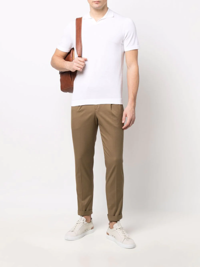 Shop Drumohr V-neck Spread-collar Polo Shirt In Weiss