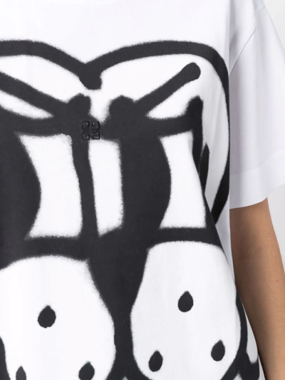 Shop Givenchy Tag Effect Dog-print Cotton T-shirt In Weiss
