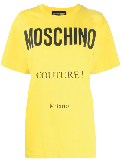 Moschino Couture Organic Cotton T-shirt In Gelb