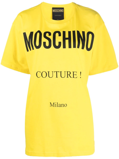 Moschino Couture Organic Cotton T-shirt In Gelb