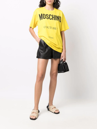 Moschino Couture Organic Cotton T-shirt In Gelb
