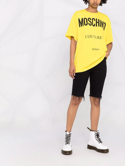 Moschino Couture Organic Cotton T-shirt In Gelb