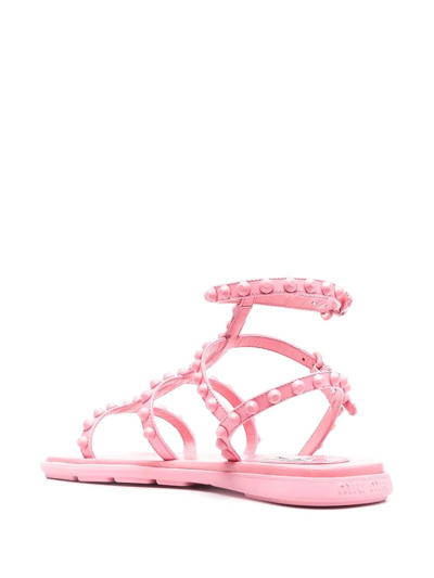 Miu Miu Studded Gladiator Sandals In Rosa