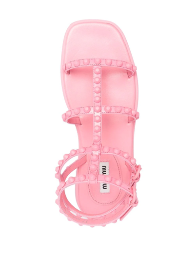 Miu Miu Studded Gladiator Sandals In Rosa