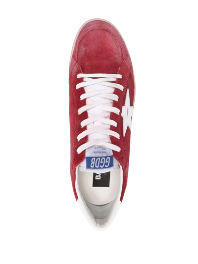 Golden Goose Ball Star Sneakers In Dark Red Suede With White Leather Star And Heel Tab In Red