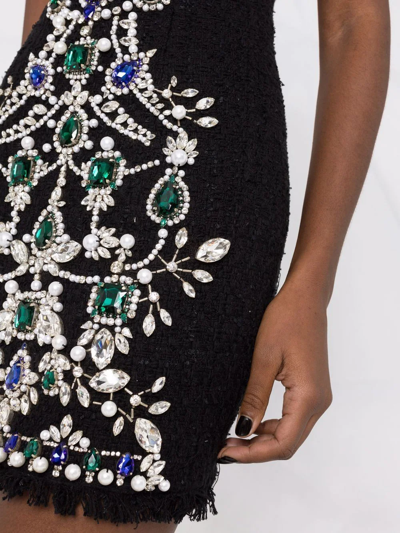 Balmain Embroidered Strapless Tweed Mini-dress In Noir Multicolor | ModeSens
