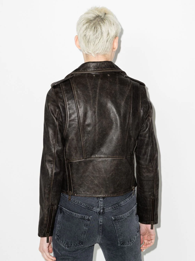 Golden Goose Distressed-effect Leather Biker Jacket In Black
