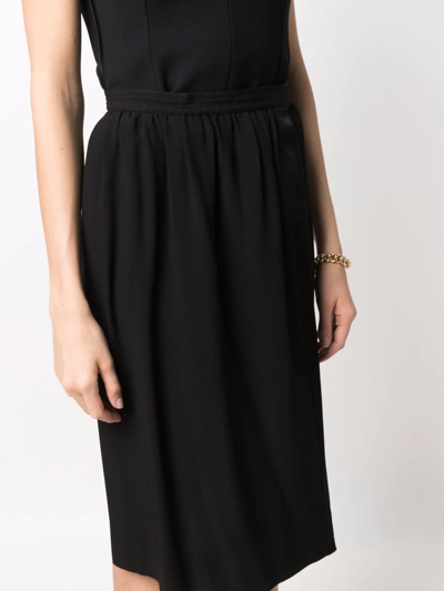 Pre-owned Saint Laurent 1970s High-waisted Silk Skirt In Black