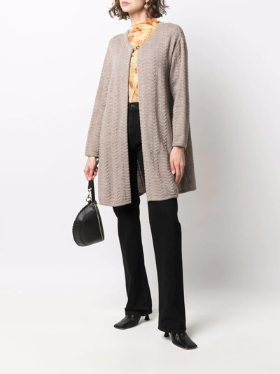 Pre-owned Giorgio Armani 1990s Round-neck Knitted Cardigan In Neutrals
