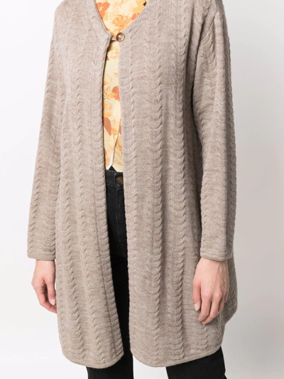 Pre-owned Giorgio Armani 1990s Round-neck Knitted Cardigan In Neutrals