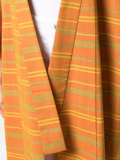 Pre-owned A.n.g.e.l.o. Vintage Cult 1970s Stripe-print Wide-sleeve Coat In Orange