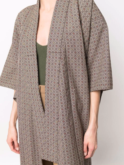 Pre-owned A.n.g.e.l.o. Vintage Cult 1970s Geometric Print Kimono In Neutrals