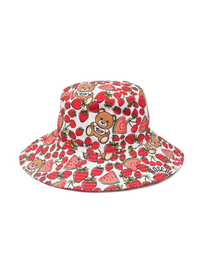 Shop Moschino Teddy Bear Motif-print Bucket Hat In Red
