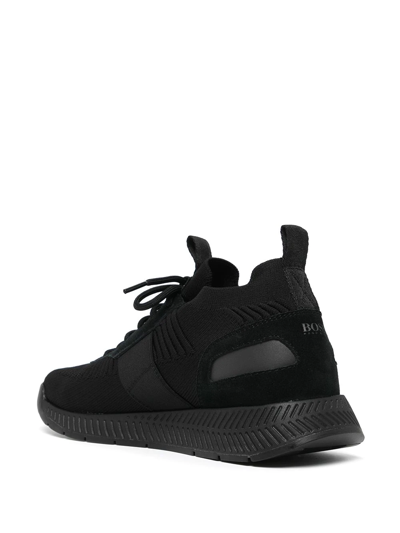 Shop Hugo Boss Titanium Low-top Sneakers In Black