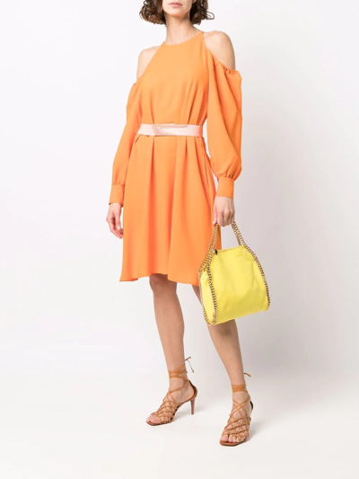 Shop Stella Mccartney Off-shoulder Mid-length Dress In Orange