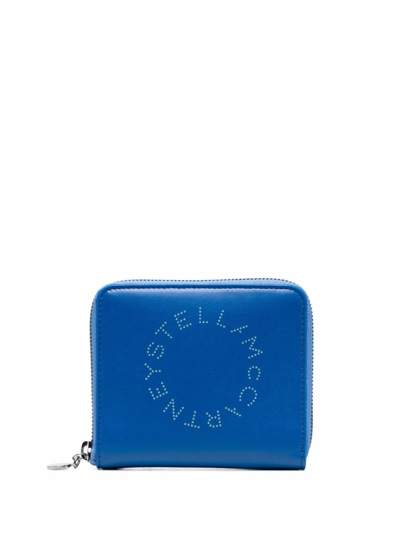 Shop Stella Mccartney Stella Logo Zip-around Wallet In Blue