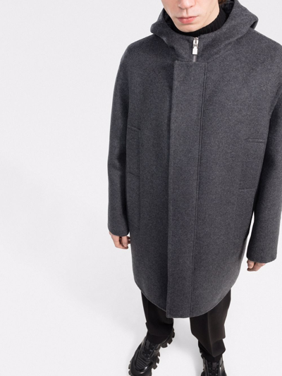 Givenchy Grey Hooded Wool-blend Coat In Grey