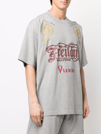 Shop Vetements Graphic-print Cotton T-shirt In Grey