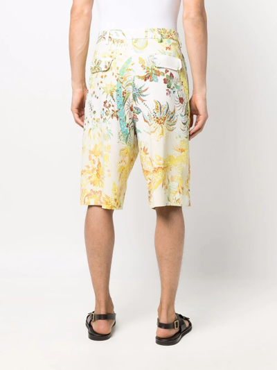 Floral-print Knee-length Bermuda Shorts In Multicolor