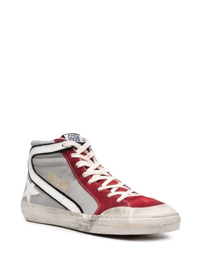 Golden Goose Gray & Red Slide High-top Sneakers In Grey