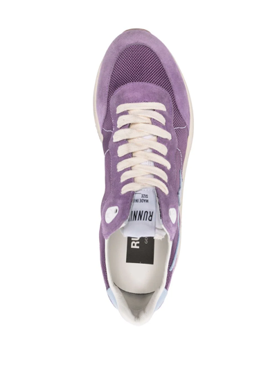 Golden Goose Running Sole Sneakers In Suede In Purple