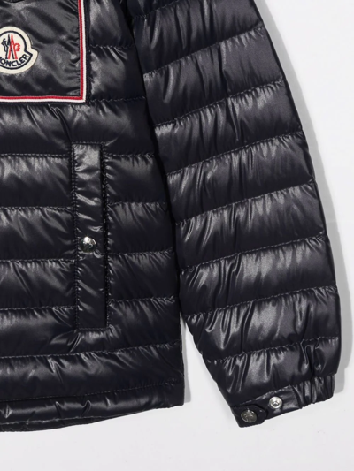 Shop Moncler Padded Hooded Coat In Blue