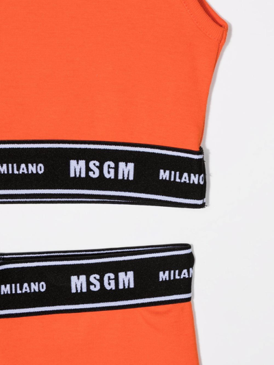 Msgm Kids Orange Sports Set With Logoed Elastic Bands In Orange