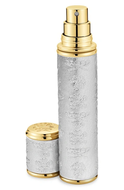 Shop Creed Refillable Pocket Leather Atomizer, 0.33 oz In Silver/gold Trim