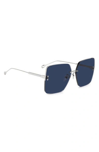 Shop Isabel Marant Square Sunglasses In Ruthenium / Blue