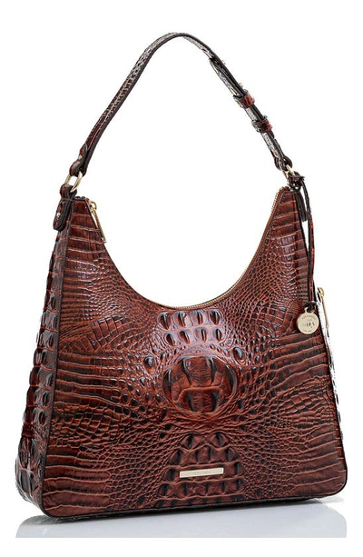 Brahmin Tabitha Croc Embossed Leather Shoulder Bag In Pecan Melbourne