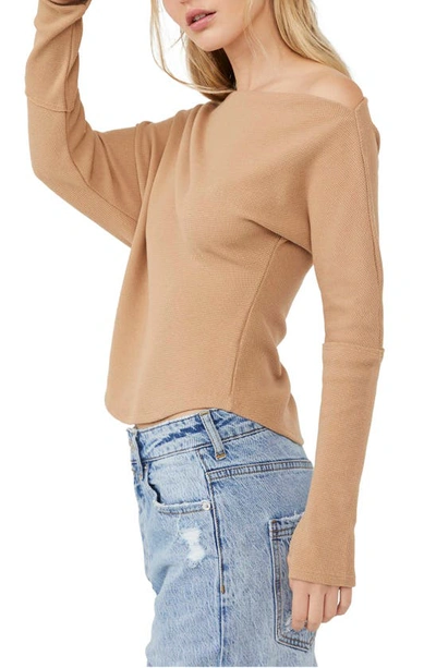Shop Free People We The Free Fuji Off The Shoulder Thermal Top In Pale Camel