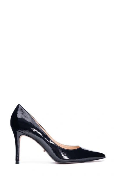 42 Gold Rafee Liquid Patent Pointed Toe Pump In Black