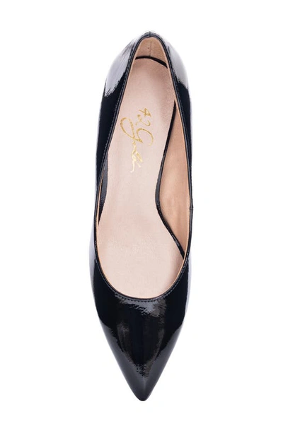 42 Gold Rafee Liquid Patent Pointed Toe Pump In Black