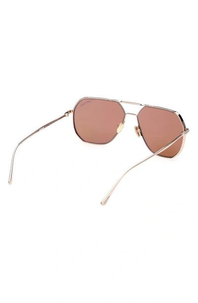 Shop Tom Ford 59mm Polarized Navigator Sunglasses In Srgld/ Brn