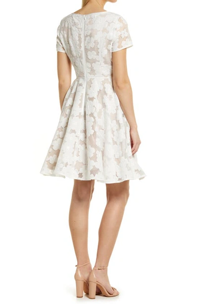 Shop Shani Floral Fit & Flare Cocktail Dress In White/ Nude